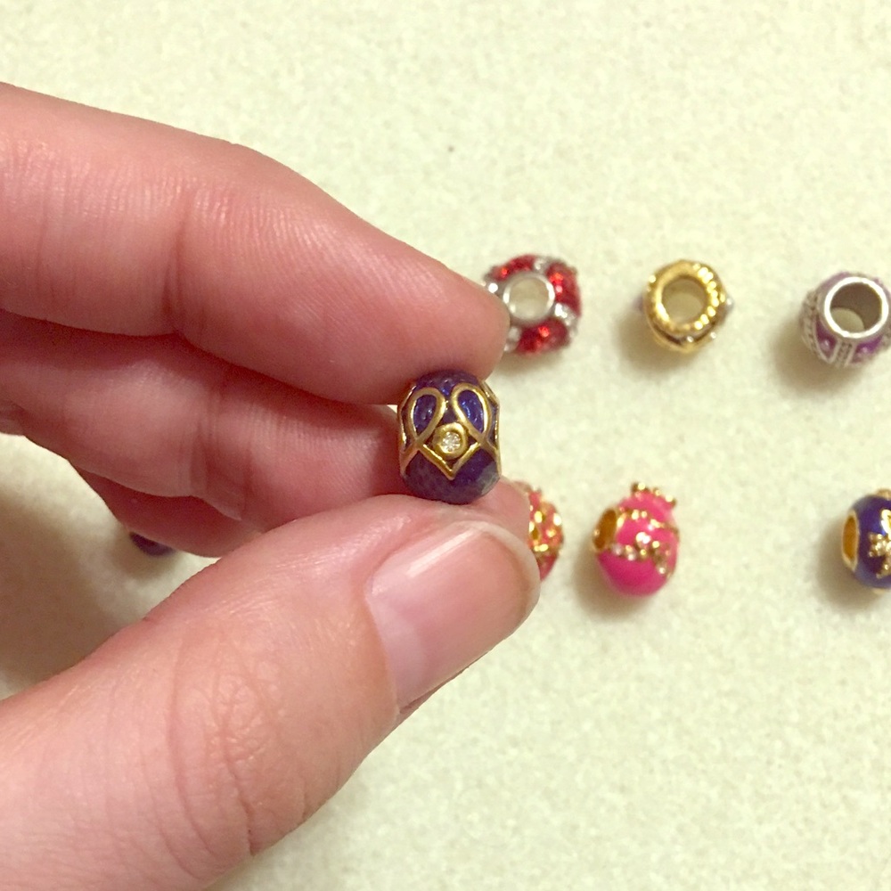 Artisan "Faberge" blue Easter egg bead